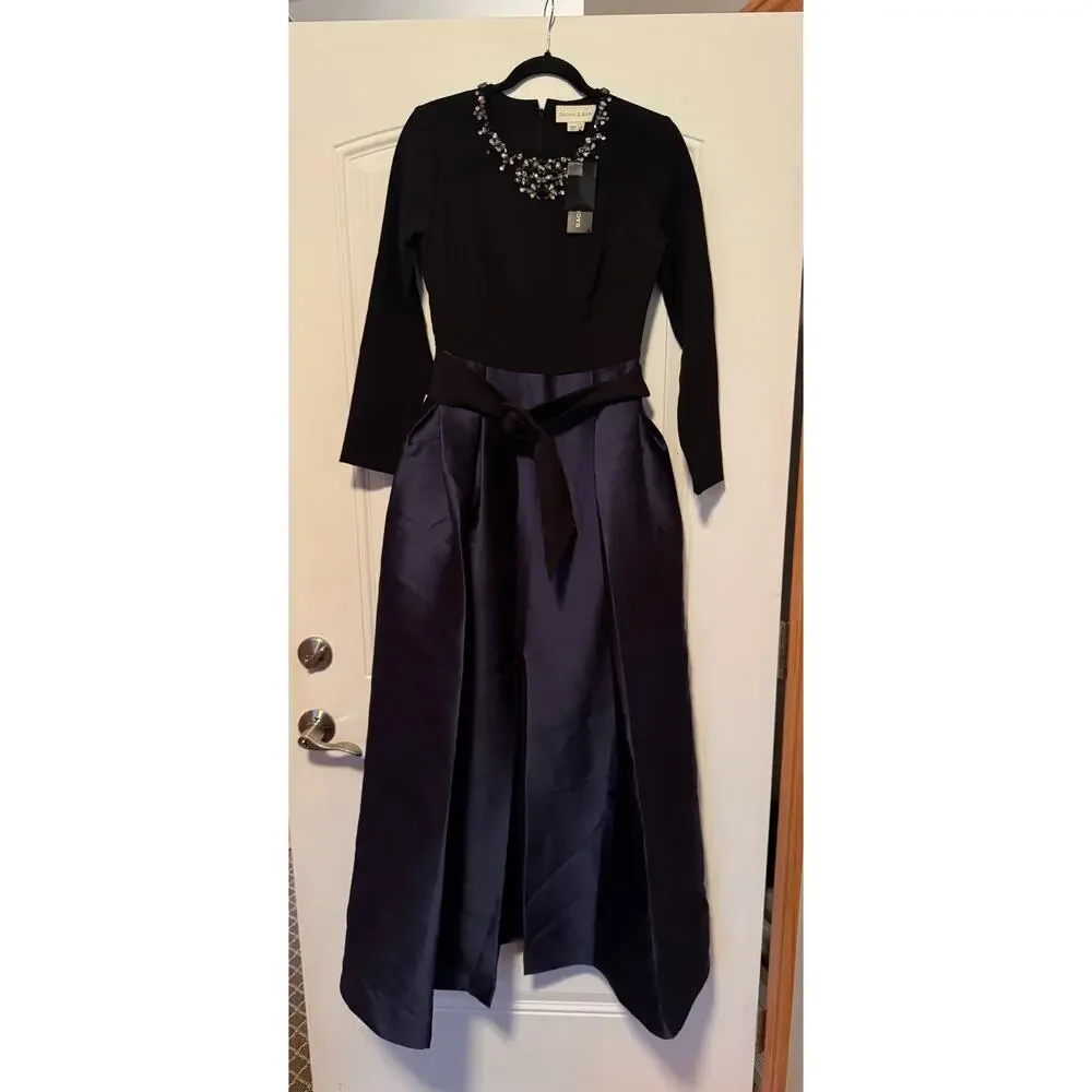 Sachin & Babi Victoria Gown: Navy & Black Sparkle Dress $1095.00 retail price - Picture 6 of 11